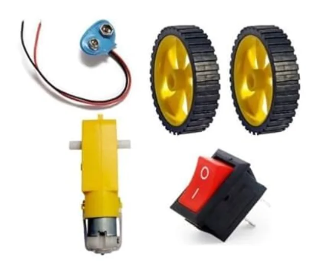 Electron DC BO Motor Science Project Kit with 45mm Wheels, 9V Snapper & 2-Pin Switch